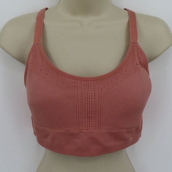 RBX Women Medium Pink Ribbed Wireless Sports Bra Racerback Lined Removable Pads - Picture 8 of 9